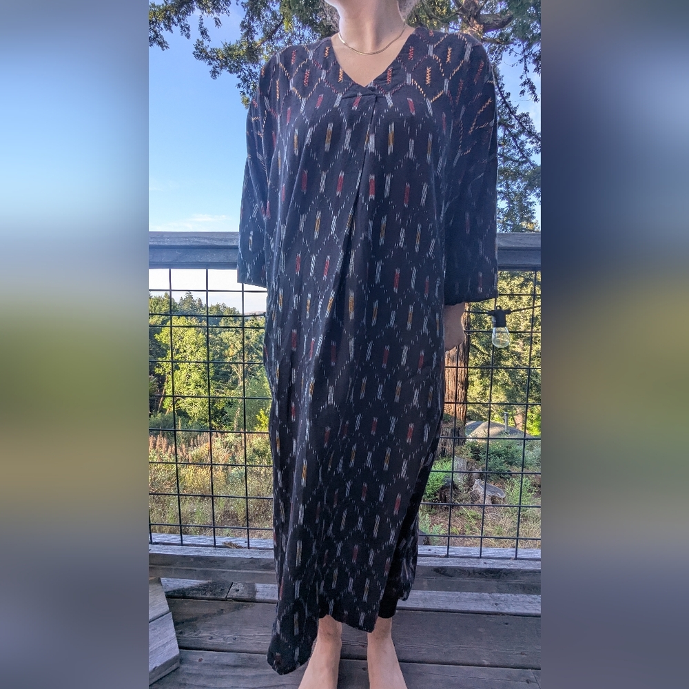 Chic Black Patterned Long Sleeve Dress